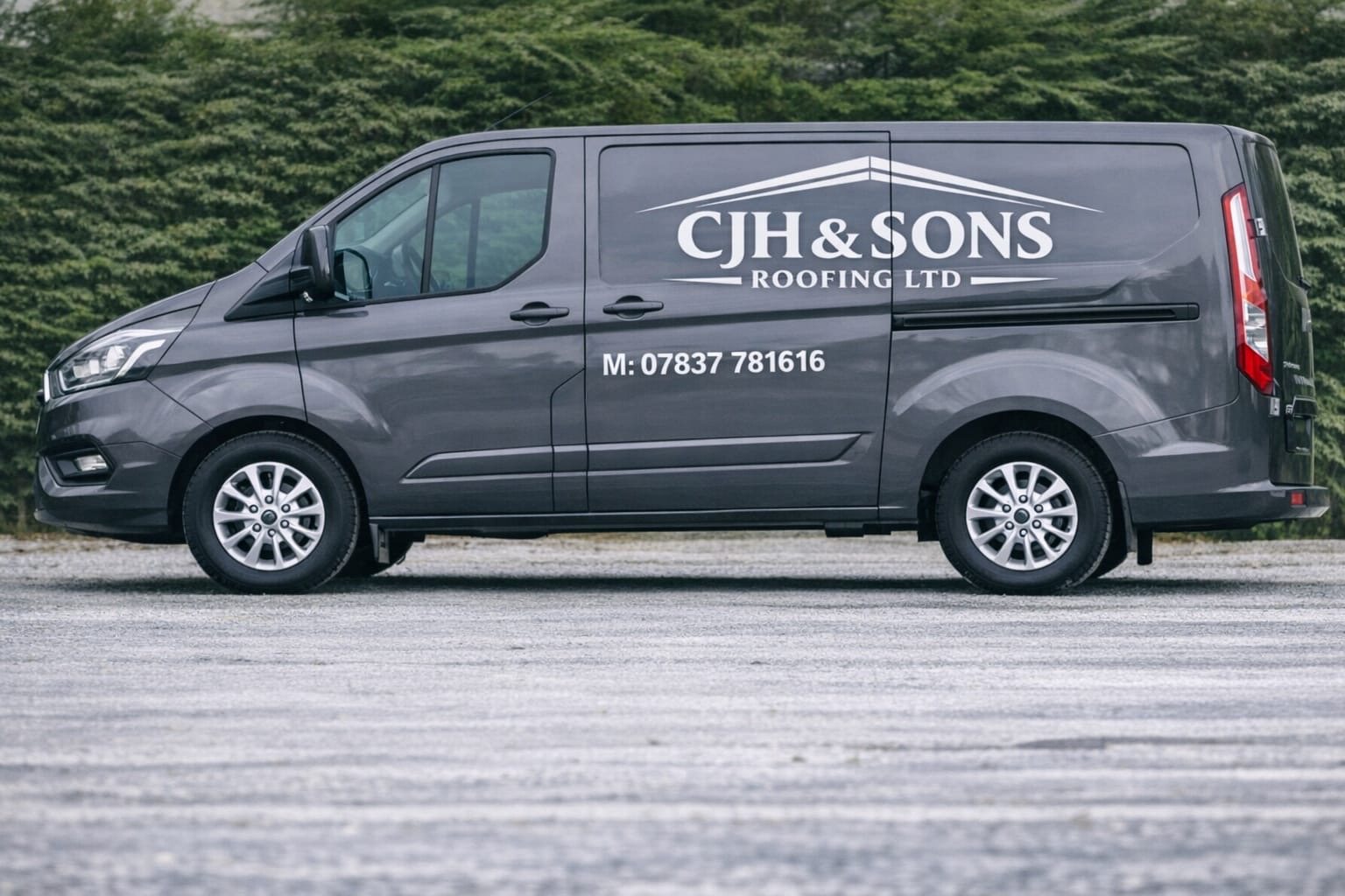 CJH Roofing branded work van outside a Hampshire residential job