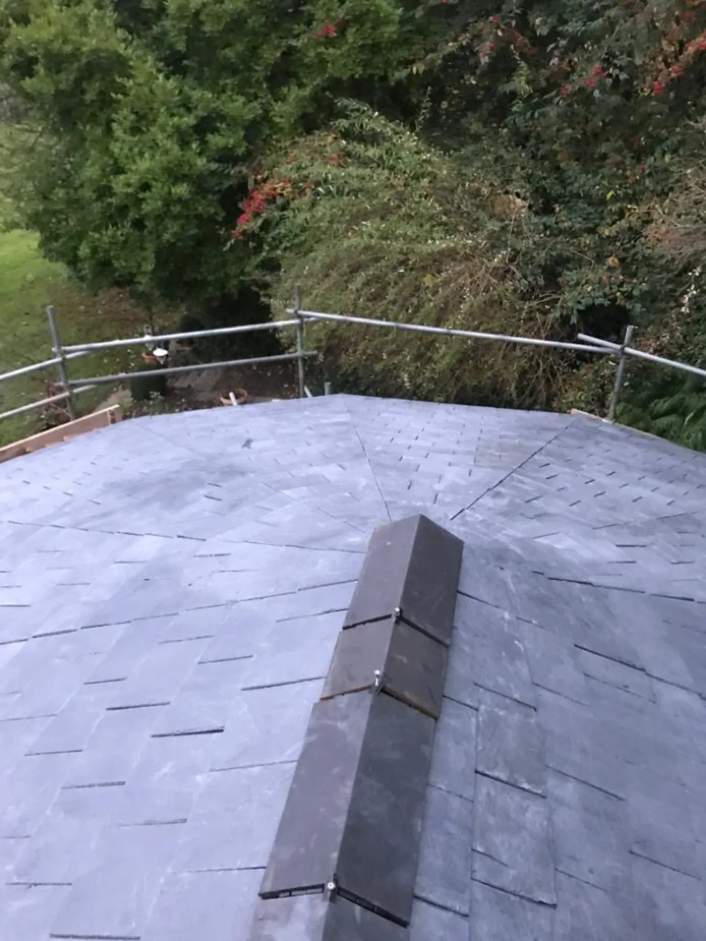 Chimney lead flashing and saddle renewal on a slate roof in Portsmouth