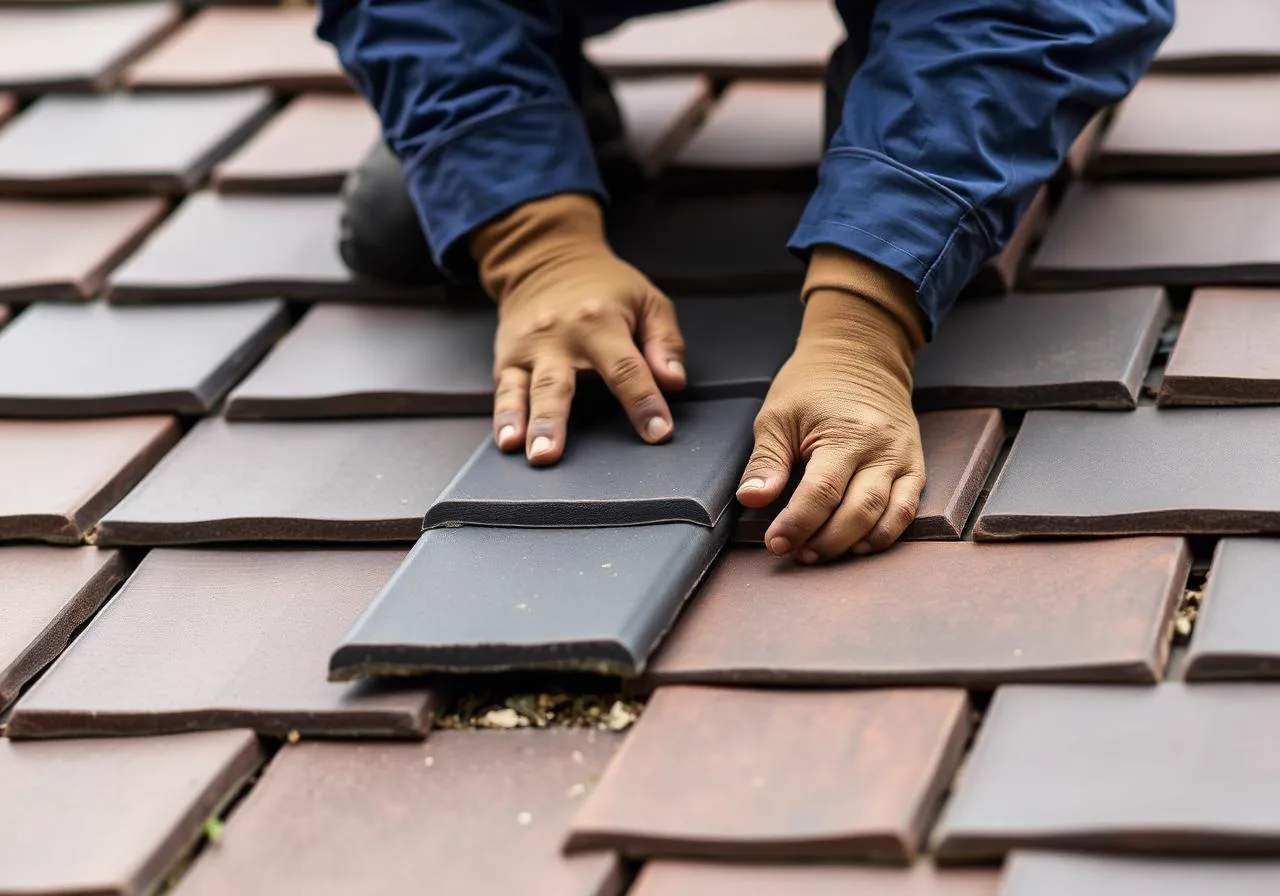 Roof repair, slipped tile replacement